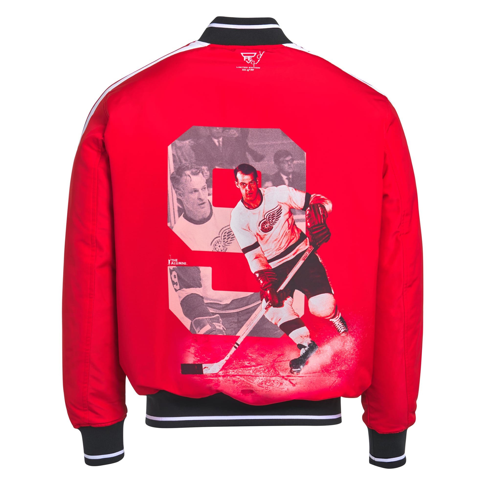 Veste bomber réversible zippée pour homme FE Gordie Howe rouge/noir des Red Wings de Détroit